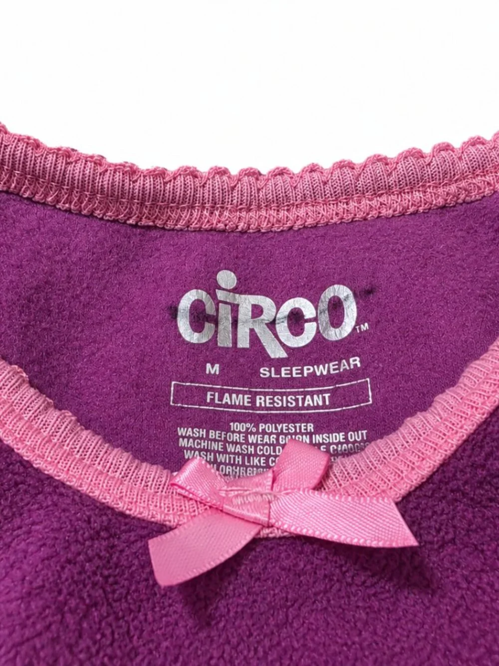 Circo Girls Peace Fleece Pajama Top Purple Size M Flame Resistant